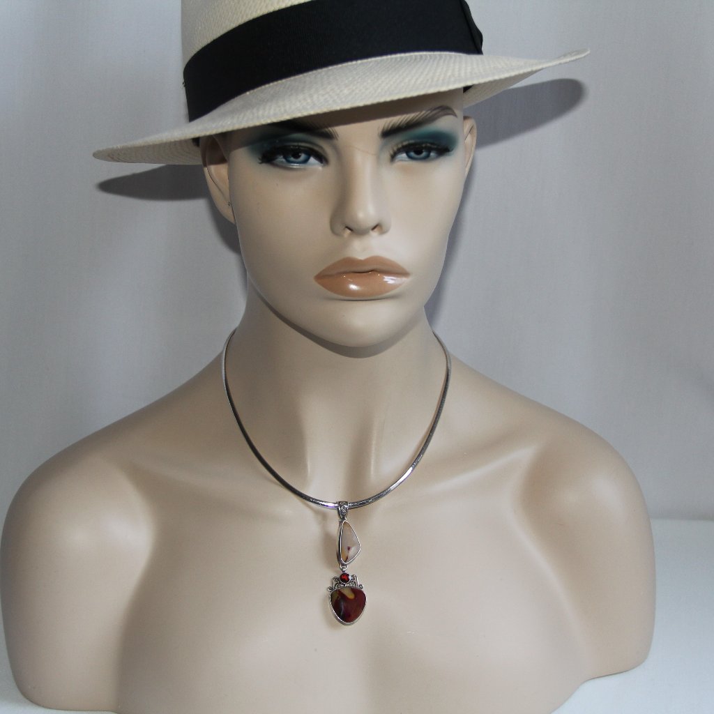 Sterling Silver Jasper And Garnet Pendant